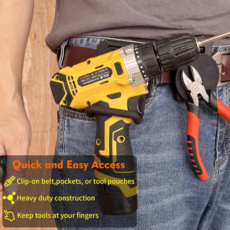 MUTUACTOR Hammer Holder Belt Clip,Non-Slip Tough Tool Clip Drill Holder for Tool Belt,Quickly Access Tool Belt Clip Hammer Holster for Power Drill Drivers Heavy Duty Hatchet Hammers Mallets (1 Set) - Image 2